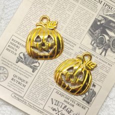 画像1: 【単品】ゴールド　ハロウィン　かぼちゃ　チャーム　A1-9 (1)