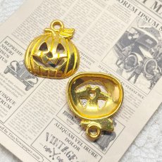 画像2: 【単品】ゴールド　ハロウィン　かぼちゃ　チャーム　A1-9 (2)