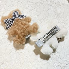 画像4: 【単品】もこもこ熊モチーフ　ヘアピン　裏面やっとこピン　2色有 (4)