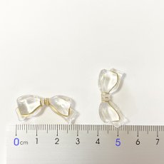 画像2: 【10個】ゴールドの縁取り　クリア　リボン　ビーズ  A3-5 (2)
