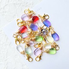 画像1: 【4個】カニカン付き　ガラス　ドロップ　チャーム　A3-5 (1)